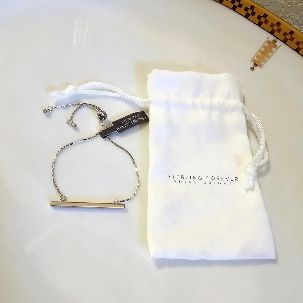 Sterling Forever Silver Bar Bolo Bracelet NEW WITH TAGS